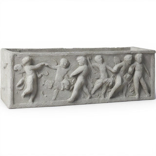 Rectangular Cherub Planter — Limestone finish