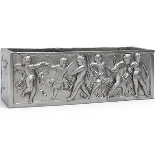Rectangular Cherub Planter — Silver finish