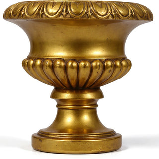 Egg and Dart Round Urn Planter - 14-inch — Antique Gold finish