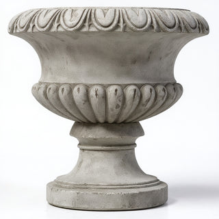 Egg and Dart Round Urn Planter - 14-inch — Antique Stone finish