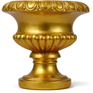 Egg and Dart Round Urn Planter - 14-inch — Deep Gold finish