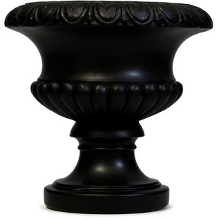Egg and Dart Round Urn Planter - 14-inch — Flat Black finish