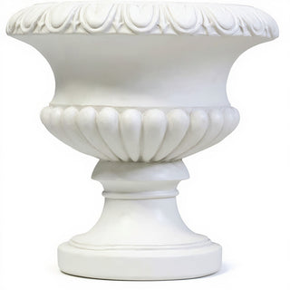 Egg and Dart Round Urn Planter - 14-inch — Flat White finish