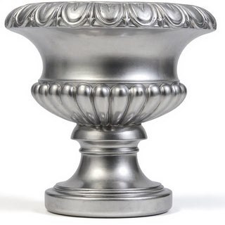 Egg and Dart Round Urn Planter - 14-inch — Silver finish