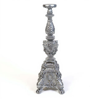 Ornate Candleholder - 33-inch — Aged Silver finish