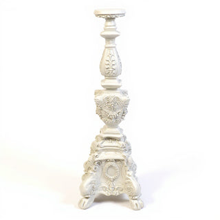 Ornate Candleholder - 33-inch — Antique White finish