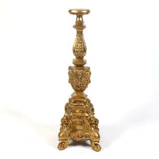 Tall ornate candleholder with detailed pedestal base, 33 inches high, in fiberglass resin — alternate view