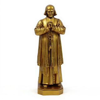 Saint John Vianney Statue - 13-inch — Antique Gold finish
