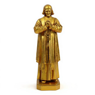 Saint John Vianney Statue - 13-inch — Deep Gold finish