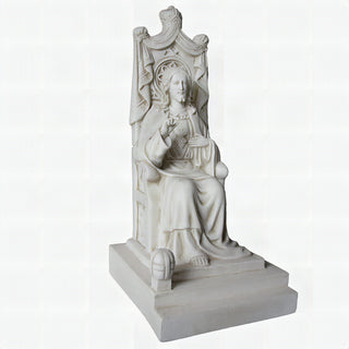 Hand-painted statue of Christ the King seated, in realistic color, 22 inches tall.