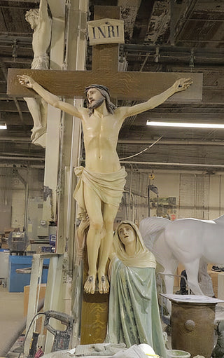 Calvary Jesus on Cross with Ma Statue - 110-inch - Realistic Color - Hand-Painted