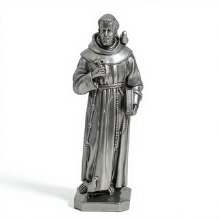 Saint Francis of Assisi with Birds Statue - 24.5-inch — Aged Silver finish