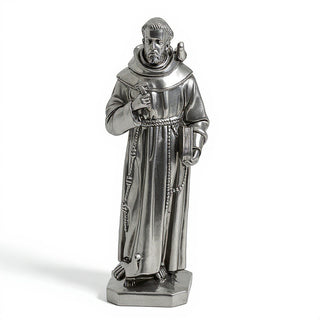 Saint Francis of Assisi with Birds Statue - 24.5-inch — Antique Silver finish