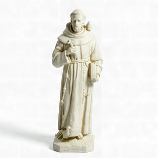 Saint Francis of Assisi with Birds Statue - 24.5-inch — Antique White finish