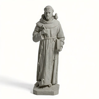 Saint Francis of Assisi with Birds Statue - 24.5-inch — Limestone finish