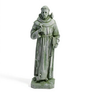 Saint Francis of Assisi with Birds Statue - 24.5-inch — Mossy Green finish
