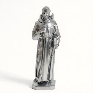 Saint Francis of Assisi with Birds Statue - 24.5-inch — Silver finish