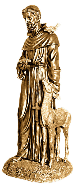 St. Francis petting Deer Statue - 37-inch