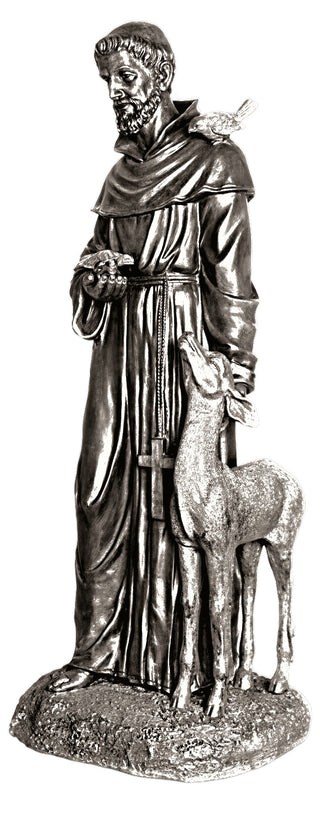 St. Francis petting Deer Statue - 37-inch