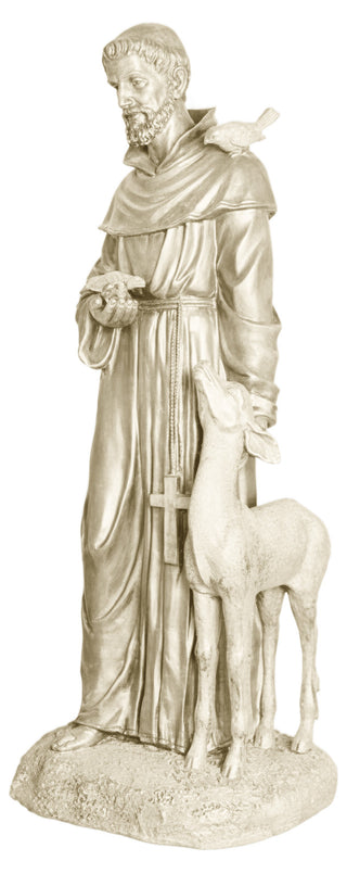St. Francis petting Deer Statue - 37-inch