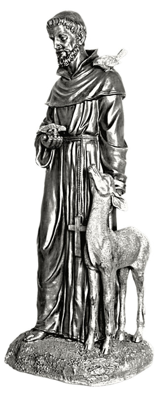 St. Francis petting Deer Statue - 37-inch