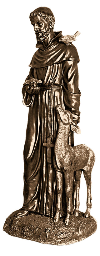 St. Francis petting Deer Statue - 37-inch