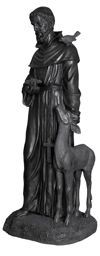 St. Francis petting Deer Statue - 37-inch