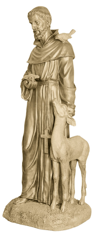 St. Francis petting Deer Statue - 37-inch