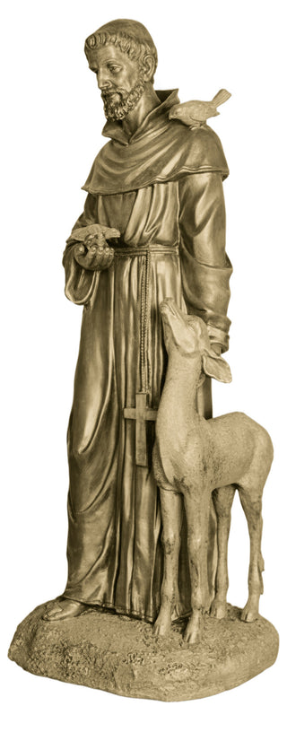 St. Francis petting Deer Statue - 37-inch