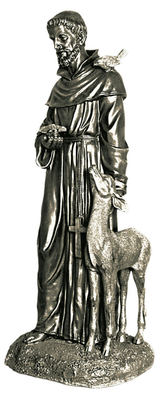 St. Francis petting Deer Statue - 37-inch