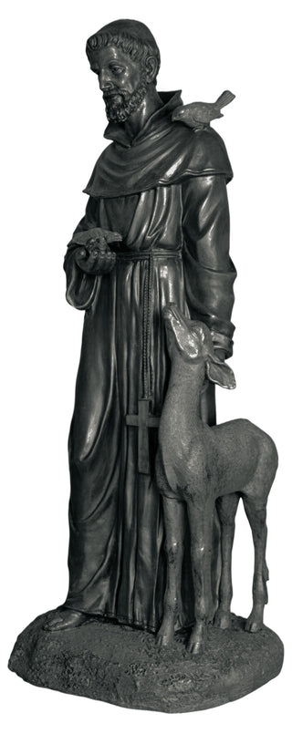 St. Francis petting Deer Statue - 37-inch