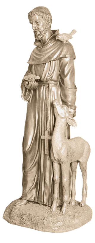 St. Francis petting Deer Statue - 37-inch