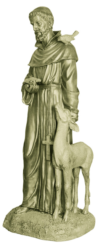 St. Francis petting Deer Statue - 37-inch