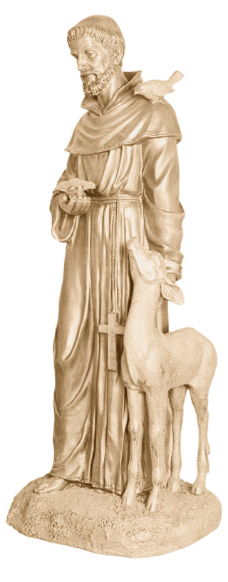 St. Francis petting Deer Statue - 37-inch