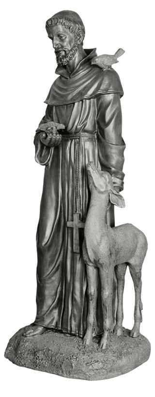 St. Francis petting Deer Statue - 37-inch