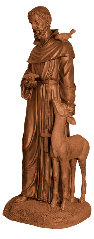 St. Francis petting Deer Statue - 37-inch