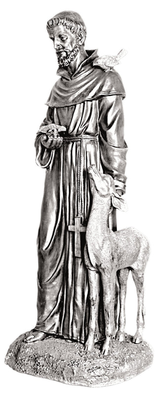 St. Francis petting Deer Statue - 37-inch