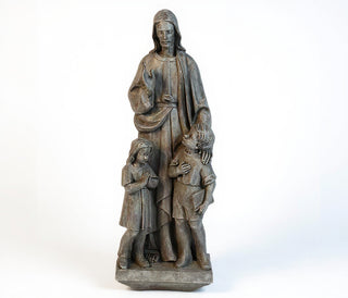 Christ with Two Children Statue - 36-inch — Antique Stone finish