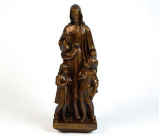 Christ with Two Children Statue - 36-inch — Bronze finish