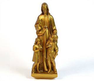 Christ with Two Children Statue - 36-inch — Deep Gold finish