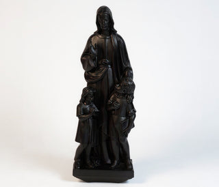Christ with Two Children Statue - 36-inch — Flat Black finish