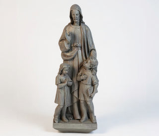 Christ with Two Children Statue - 36-inch — Limestone finish