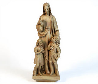 Christ with Two Children Statue - 36-inch — Museum Terracotta finish