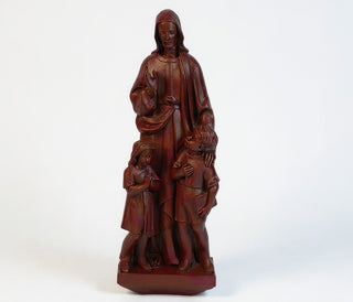 Christ with Two Children Statue - 36-inch — Rust finish