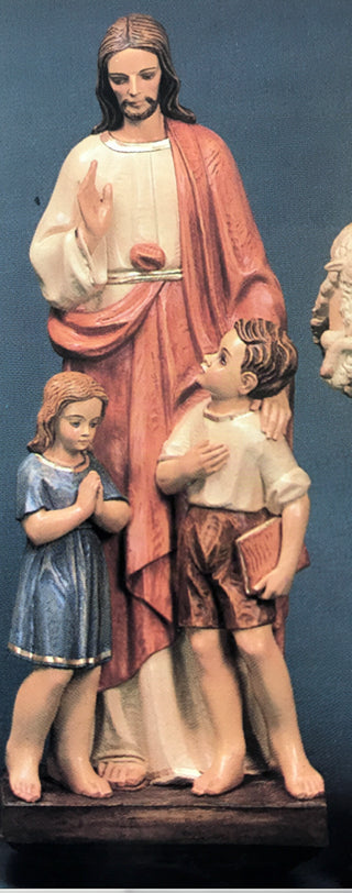 CHRIST WITH TWO CHILDREN 36" Statue - 36-inch - Realistic Color - Hand-Painted