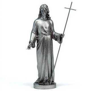 Risen Christ, Without Flag Statue - 39-inch — Antique Silver finish