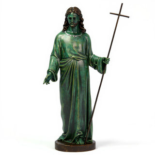 Risen Christ, Without Flag Statue - 39-inch — Green Bronze finish