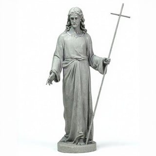 Risen Christ, Without Flag Statue - 39-inch — Limestone finish