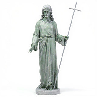 Risen Christ, Without Flag Statue - 39-inch — Mossy Green finish
