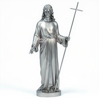 Risen Christ, Without Flag Statue - 39-inch — Silver finish